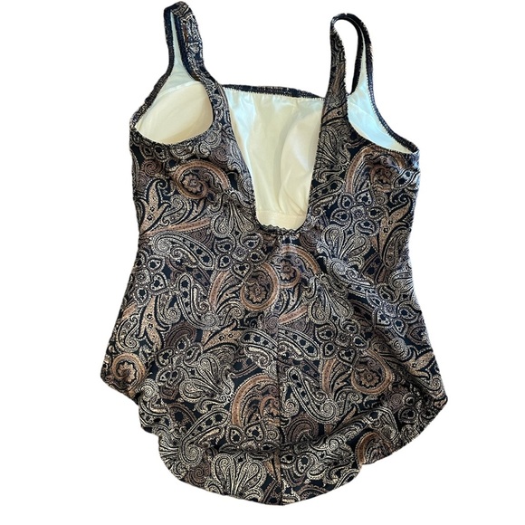 Land’s End women’s black/brown paisley one-piece swimsuit size 12 - Picture 4 of 5